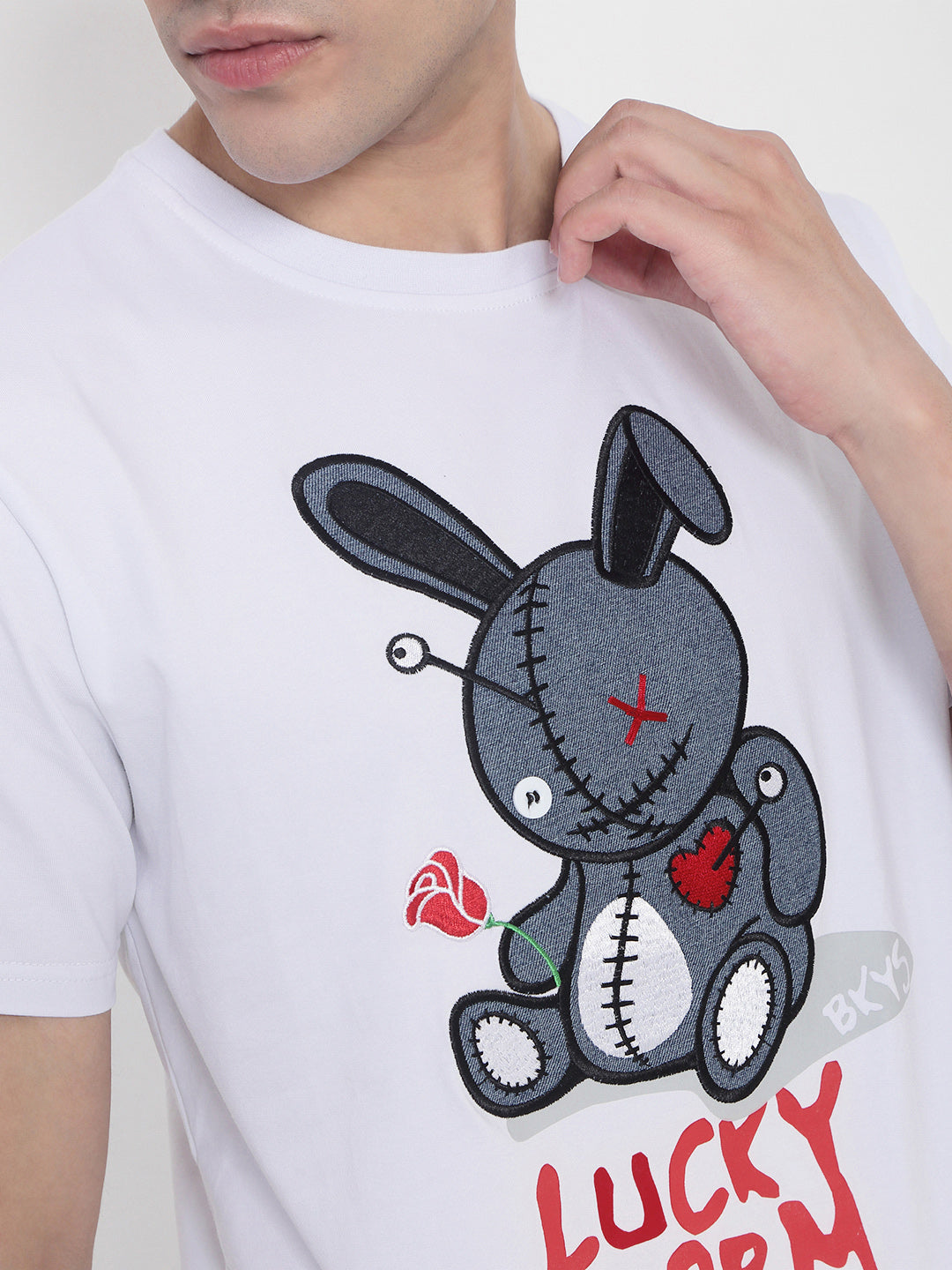 Men's White Graphic Printed Regular Fit T-Shirt