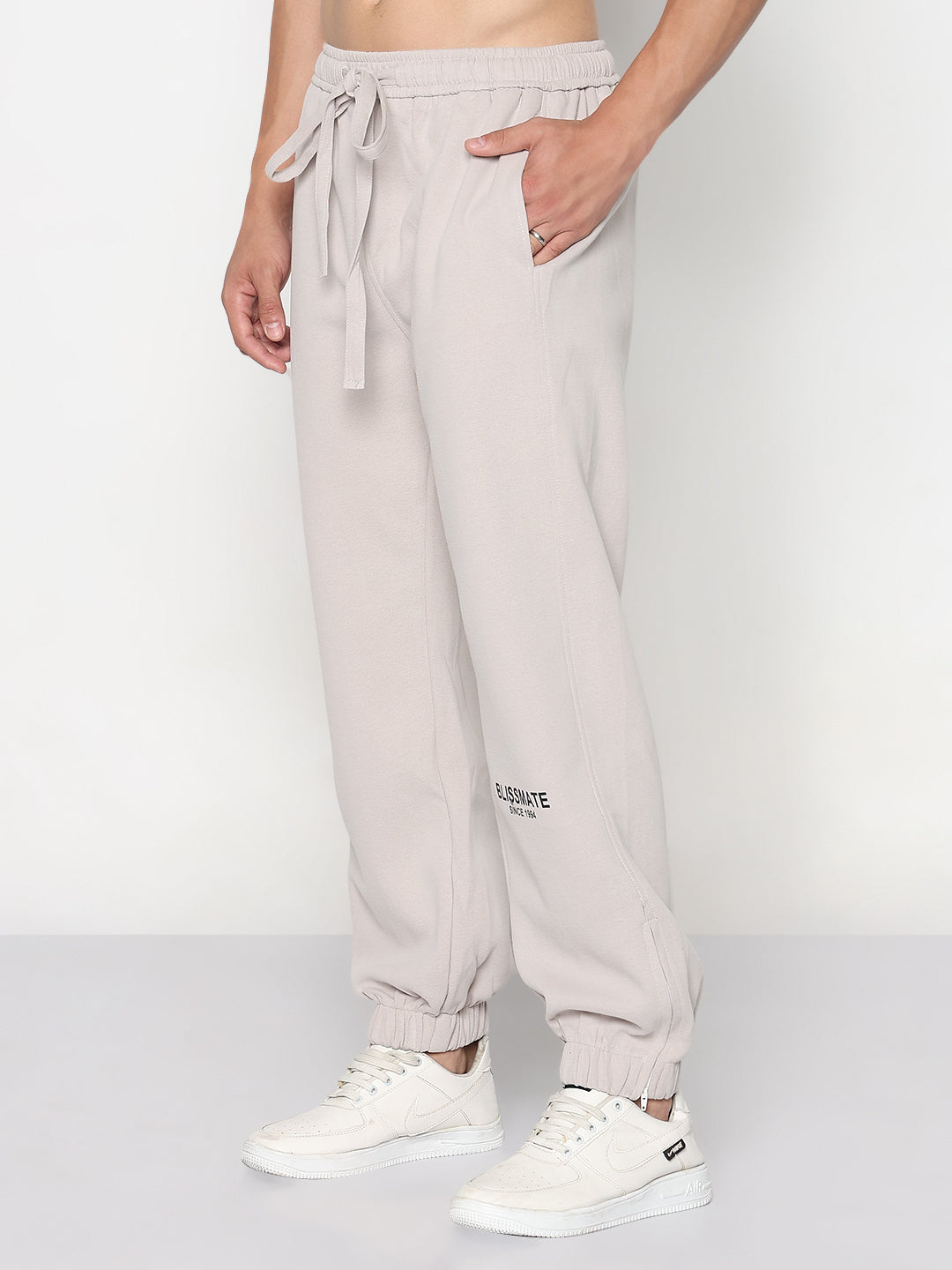 Men's Beige Relaxed Fit Joggers