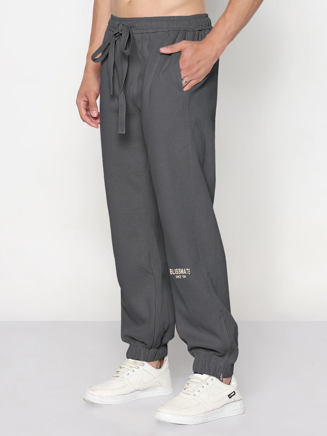Men's Grey Relaxed Fit Joggers