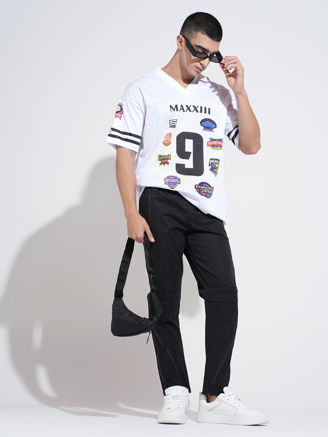 Men's Black Slim Fit Trousers with Zipper at Side Hem