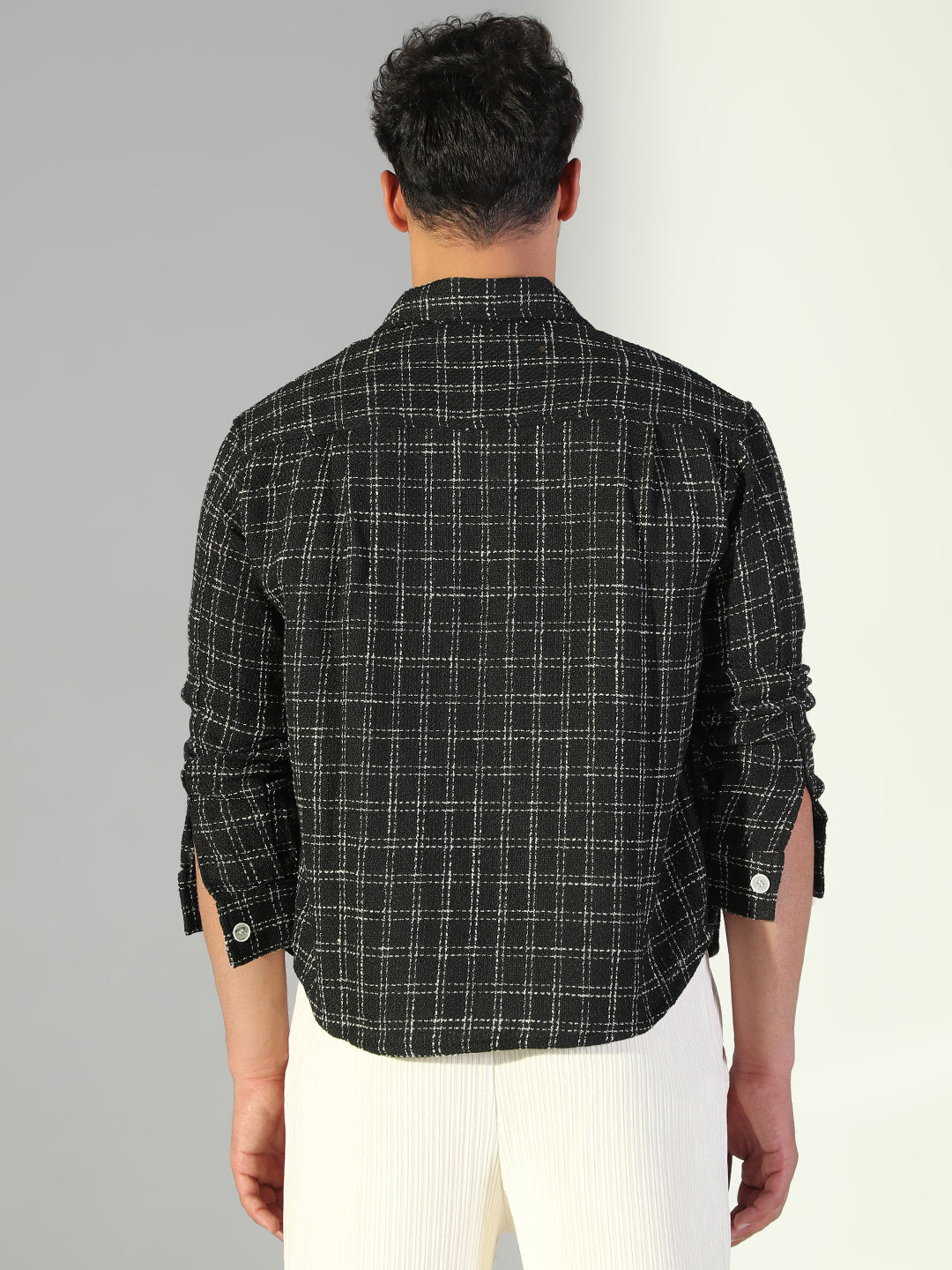 Men Checked Black Shacket