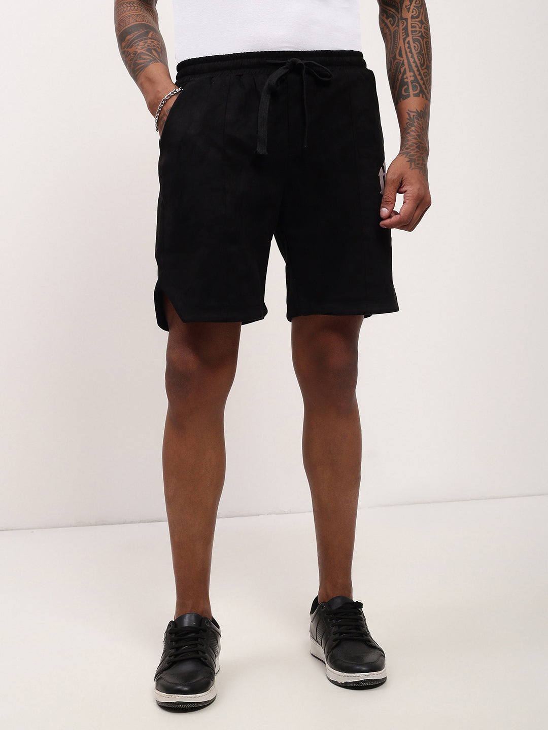 Men Black Solid Shorts