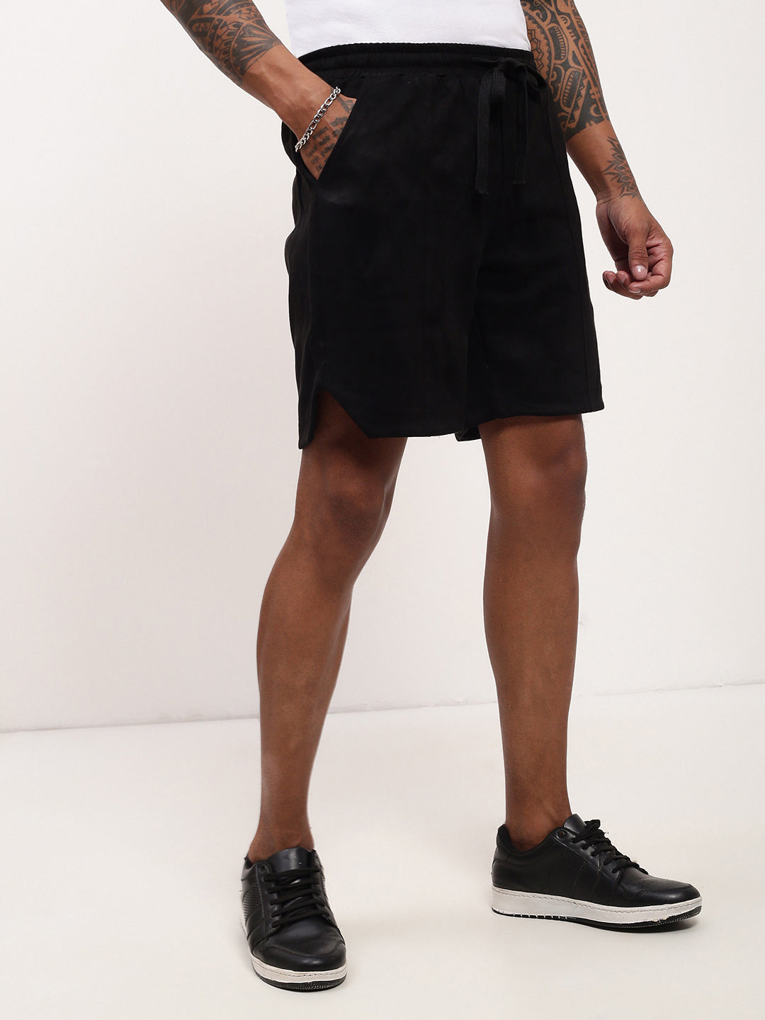 Men Black Solid Shorts