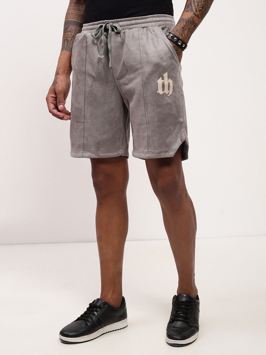 Men Grey Solid Shorts