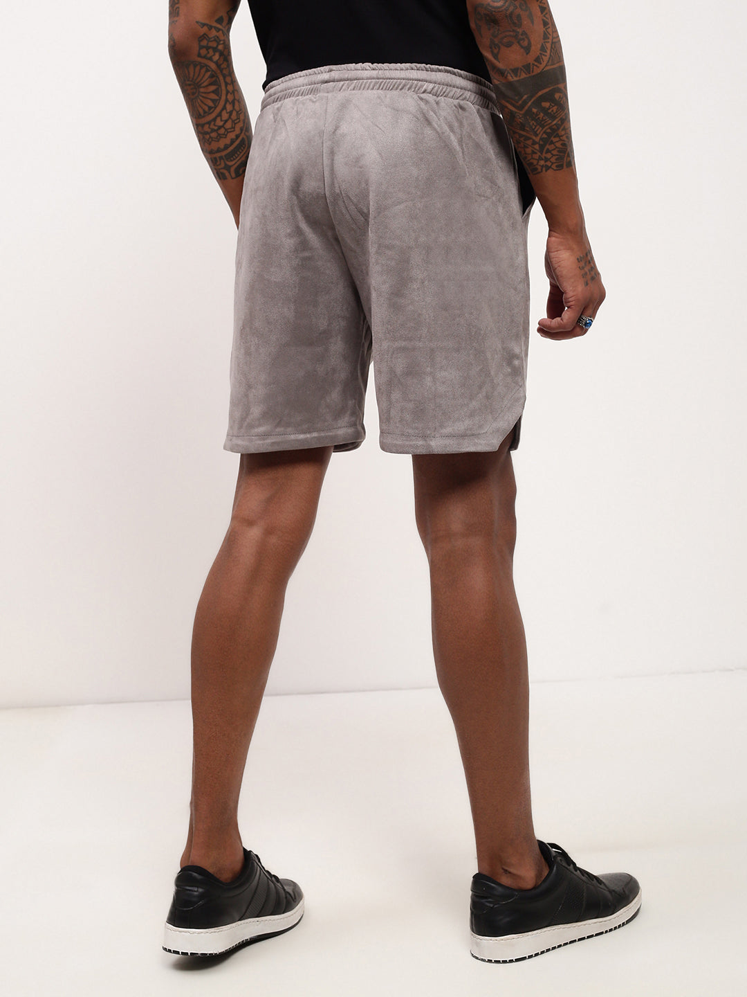 Men Grey Solid Shorts