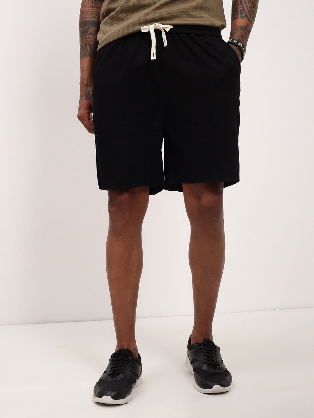 Men Black Solid Shorts