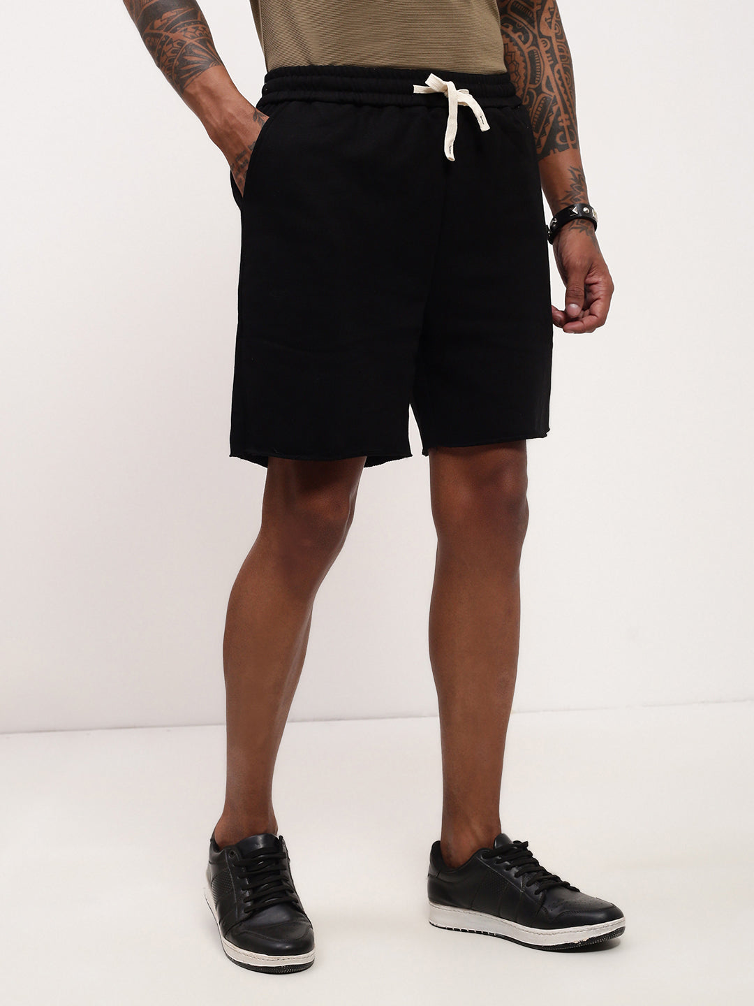 Men Black Solid Shorts