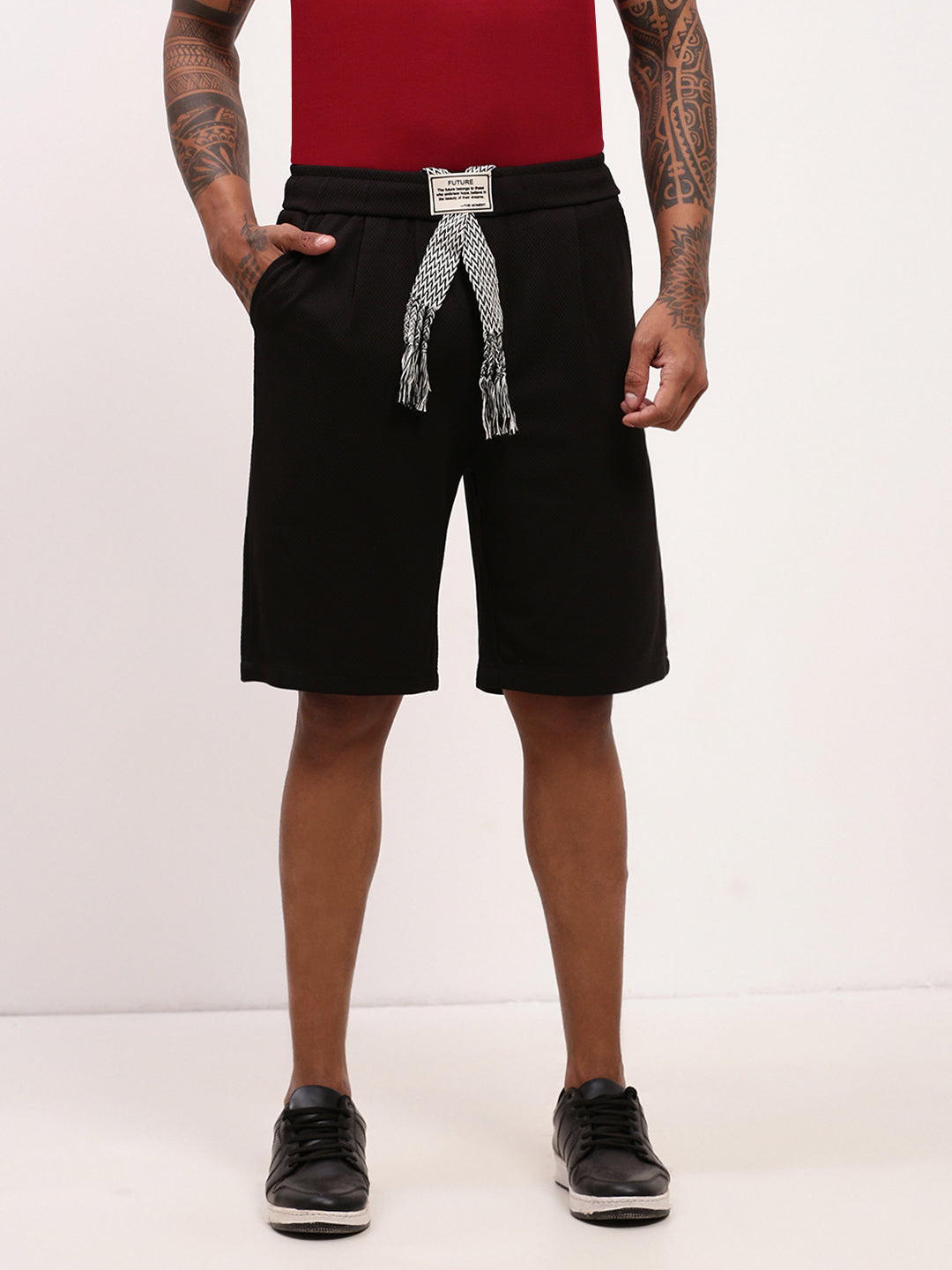 Men Black Solid Shorts