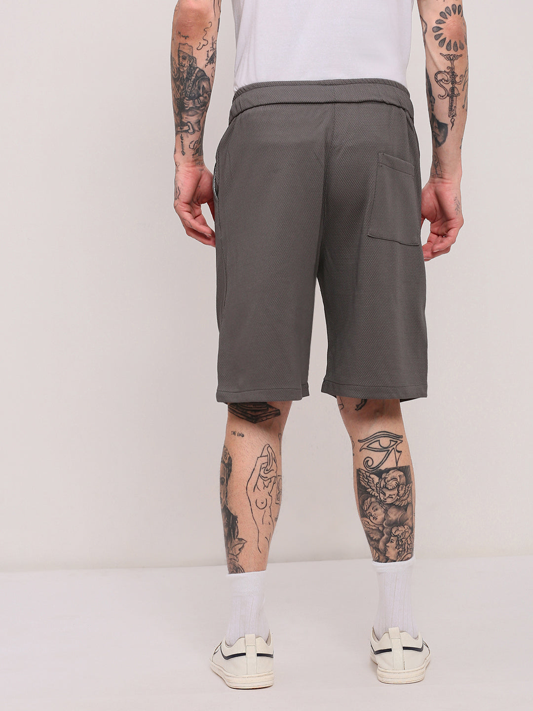 Men Grey Solid Shorts