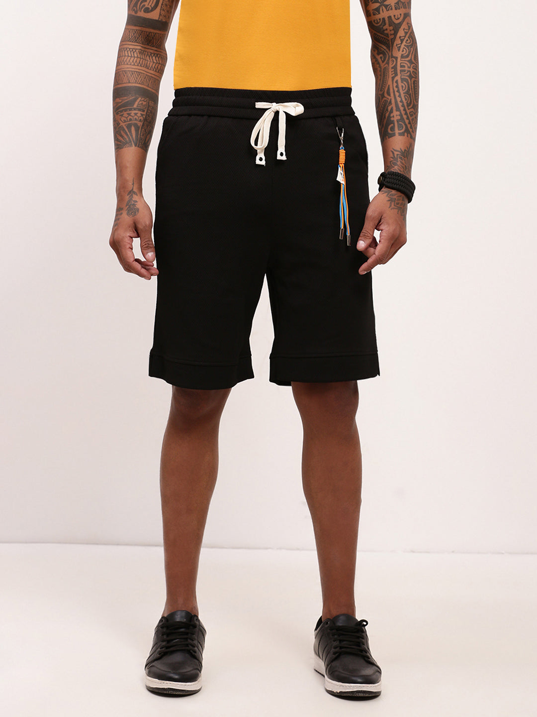 Men Black Solid Shorts