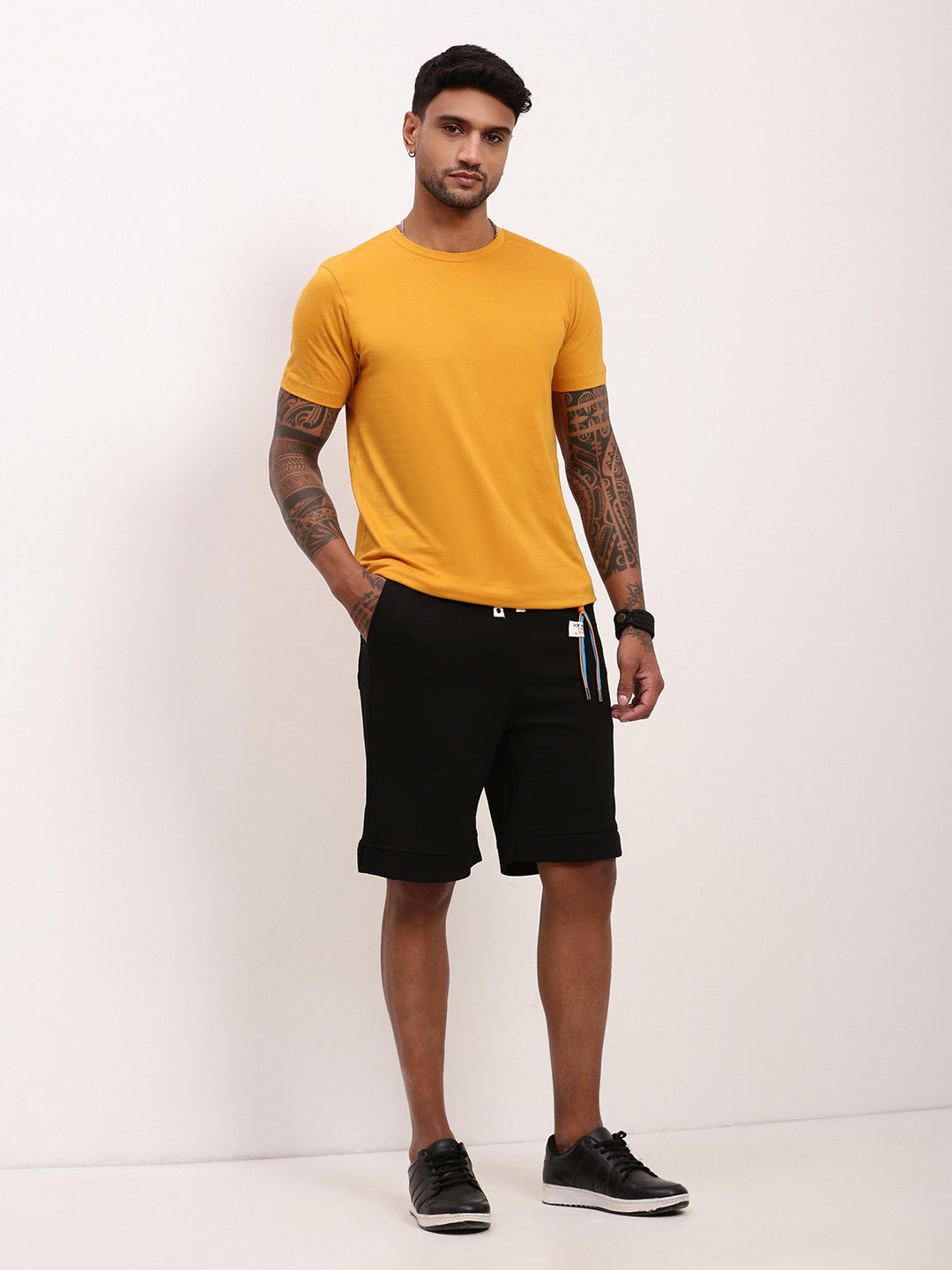 Men Black Solid Shorts