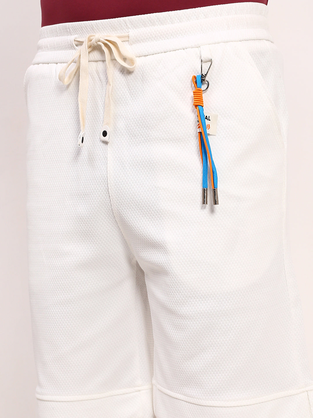 Men White Solid Shorts