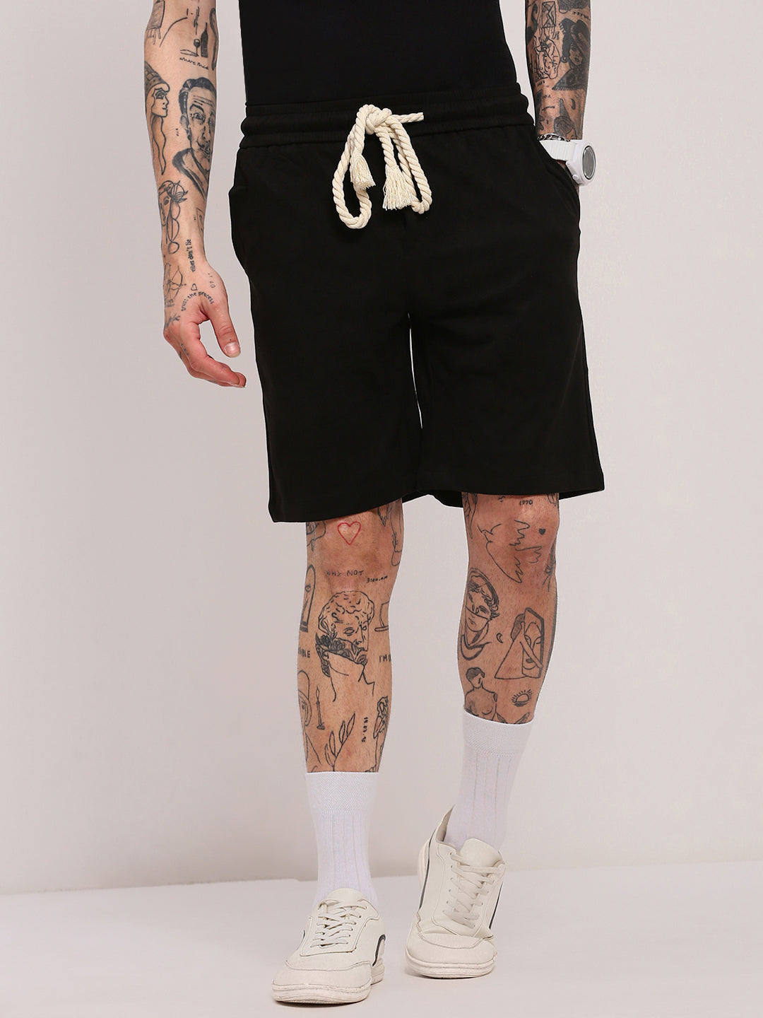 Men Black Solid Shorts