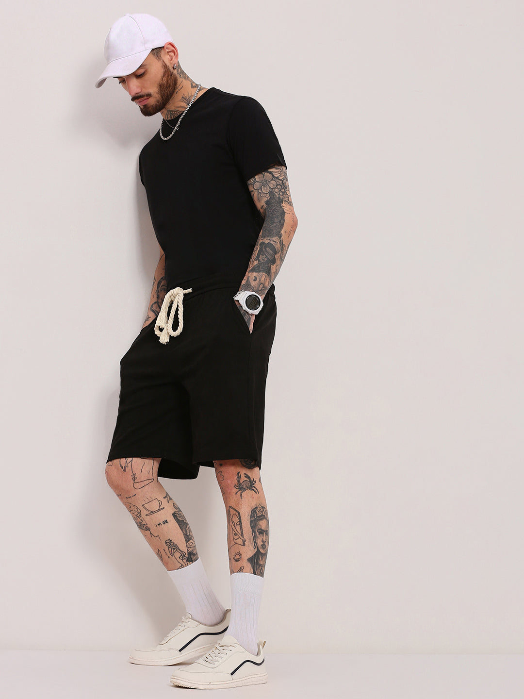 Men Black Solid Shorts