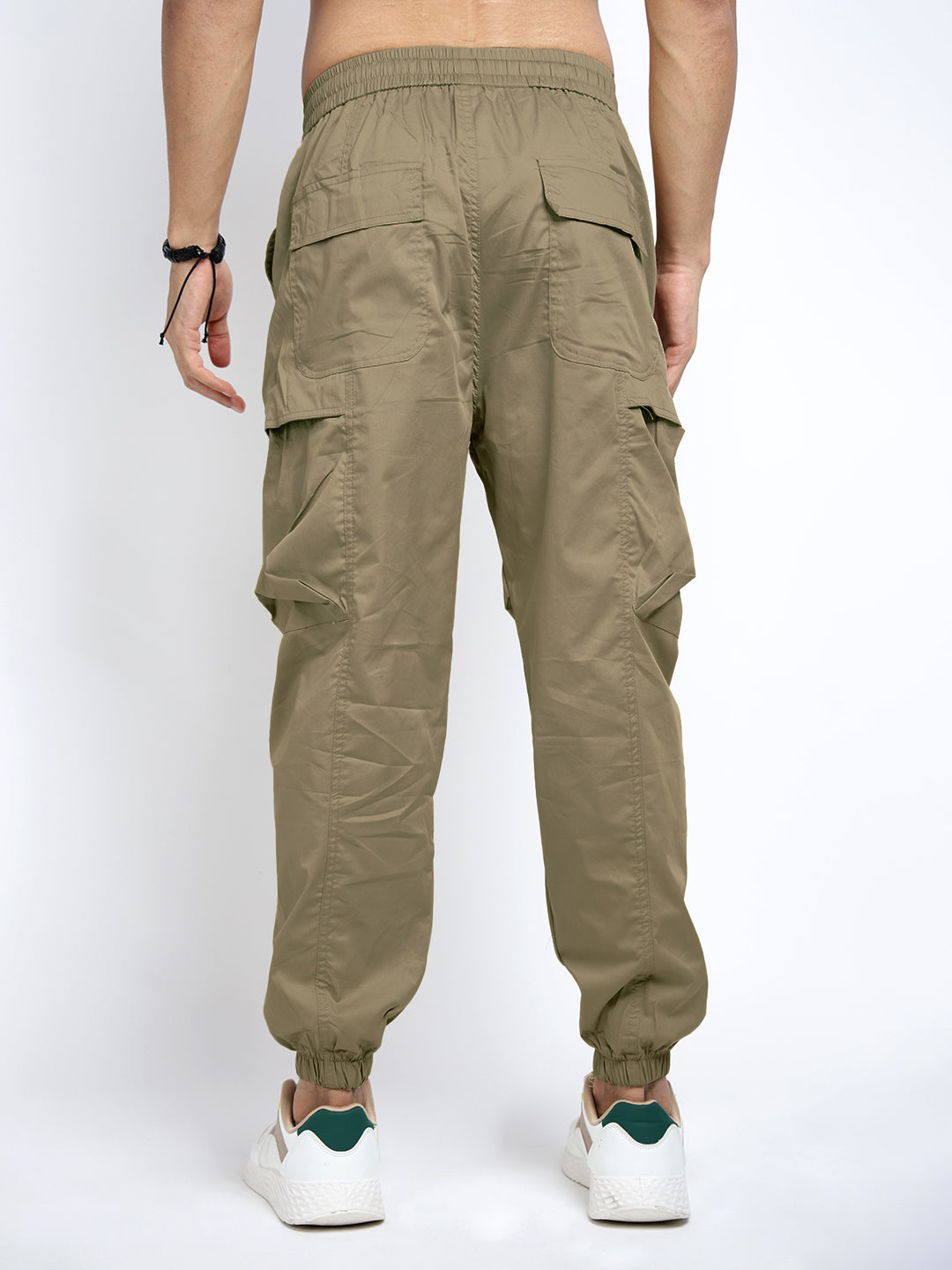 Men's Olive Relaxed Fit Knee Panelled Joggers