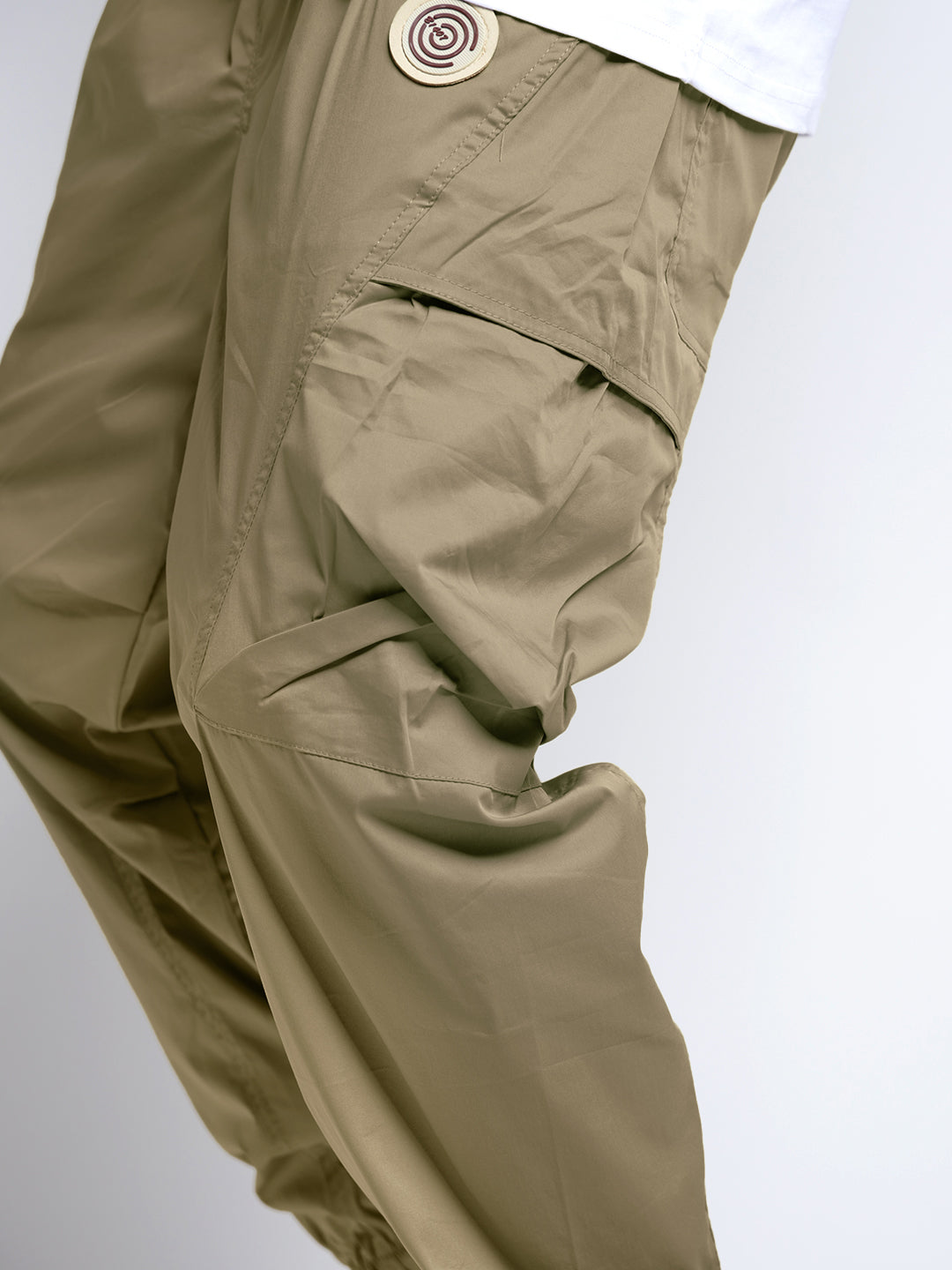 Men's Olive Relaxed Fit Knee Panelled Joggers