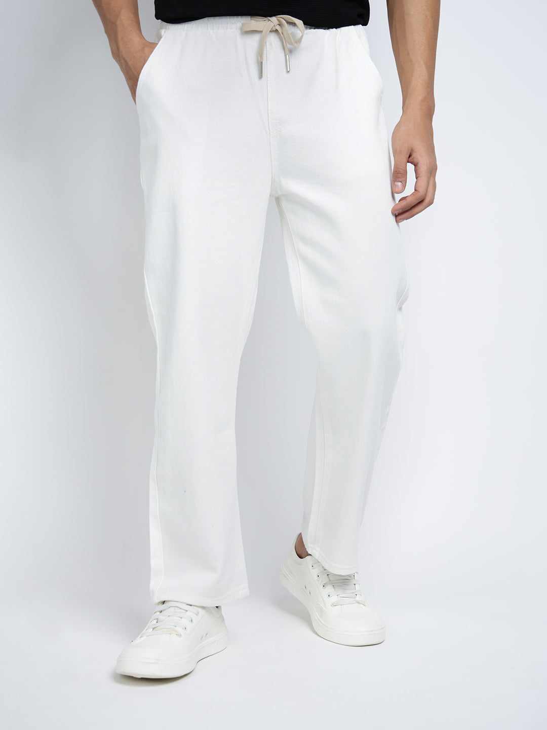 Men's White Relaxed Fit Trousers