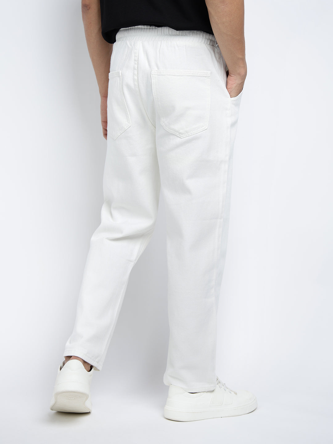 Men's White Relaxed Fit Trousers