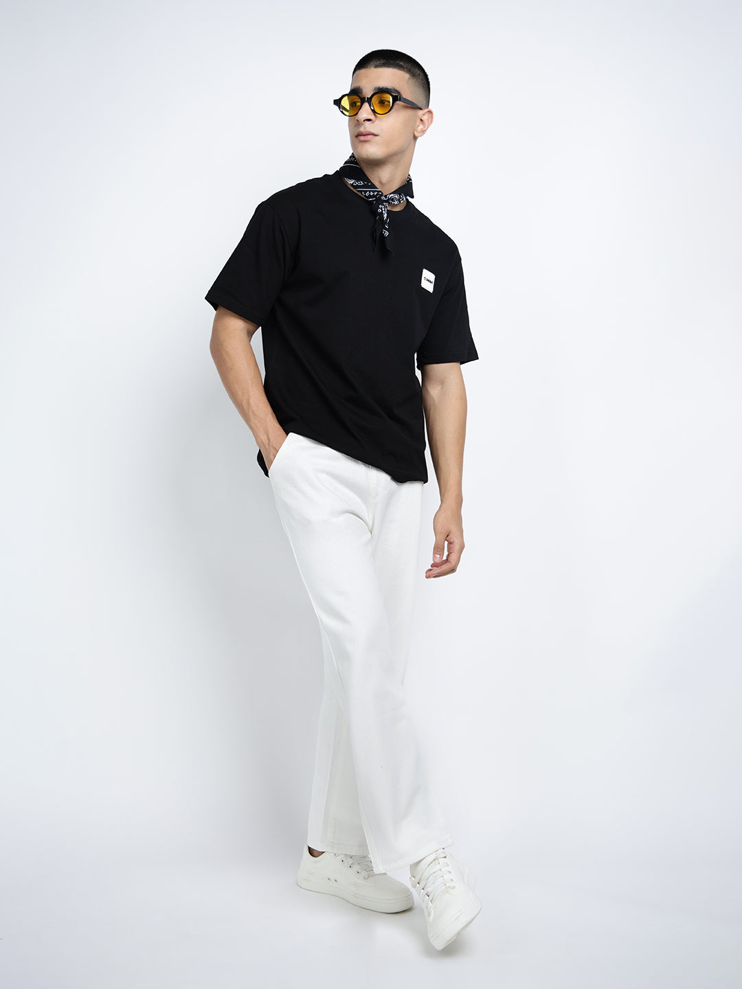 Men's White Relaxed Fit Trousers