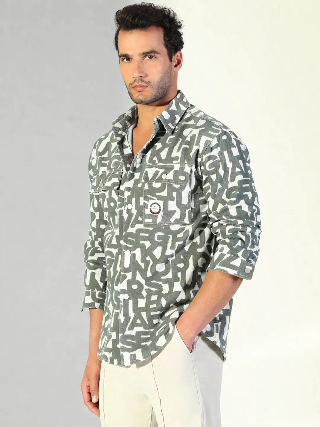 Men's Typography Grey Shacket - Uncategorized from SHOWOFFFF
