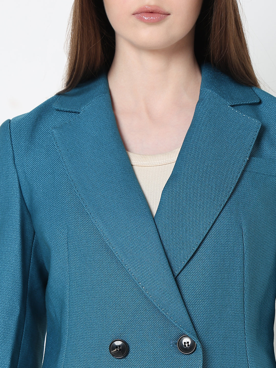 Women's Teal Tailored Double Breasted Blazer