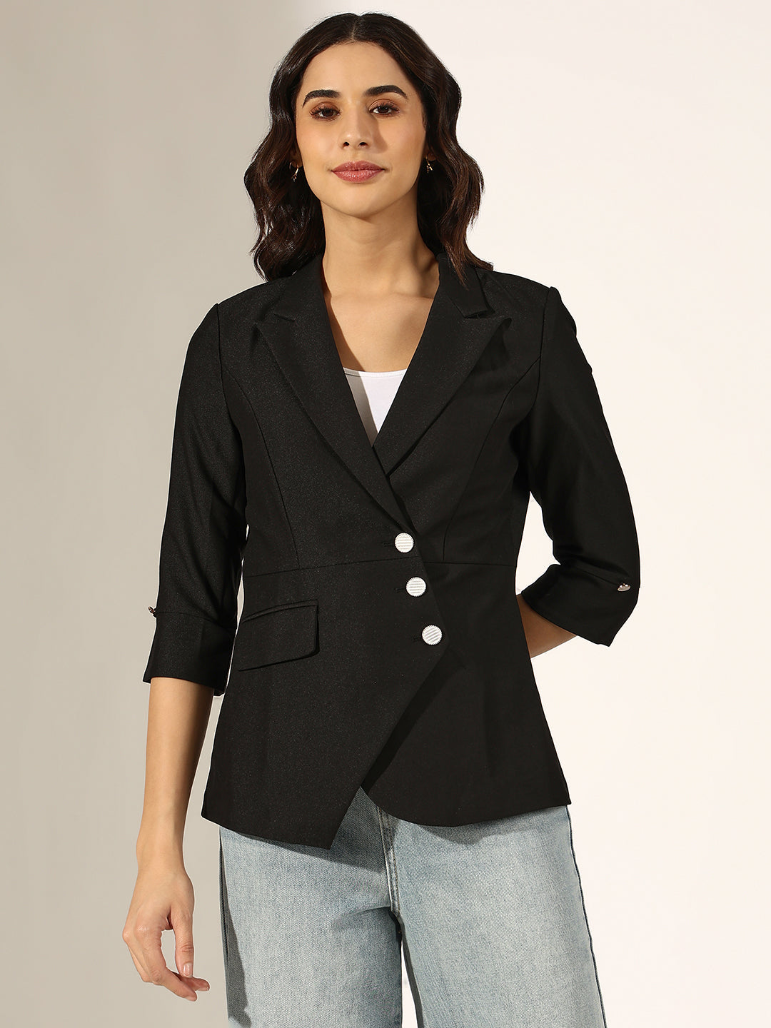 Women's Black Tailored Asymmetric Blazer