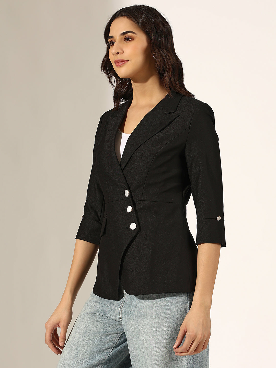 Women's Black Tailored Asymmetric Blazer