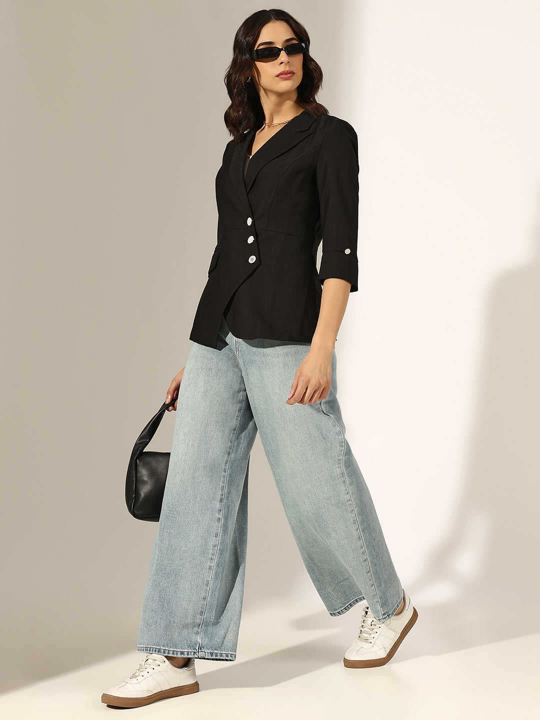 Women's Black Tailored Asymmetric Blazer