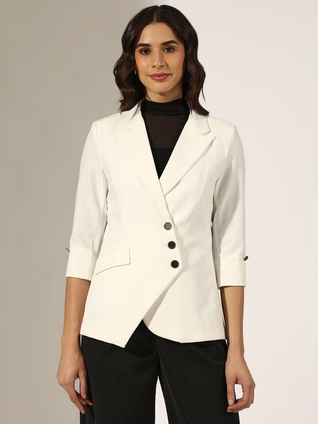 Women's White Tailored Asymmetric Blazer