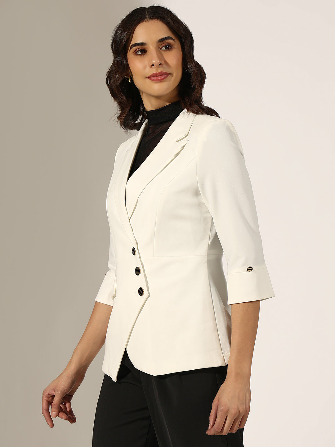 Women's White Tailored Asymmetric Blazer