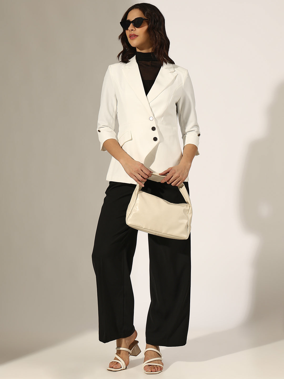 Women's White Tailored Asymmetric Blazer