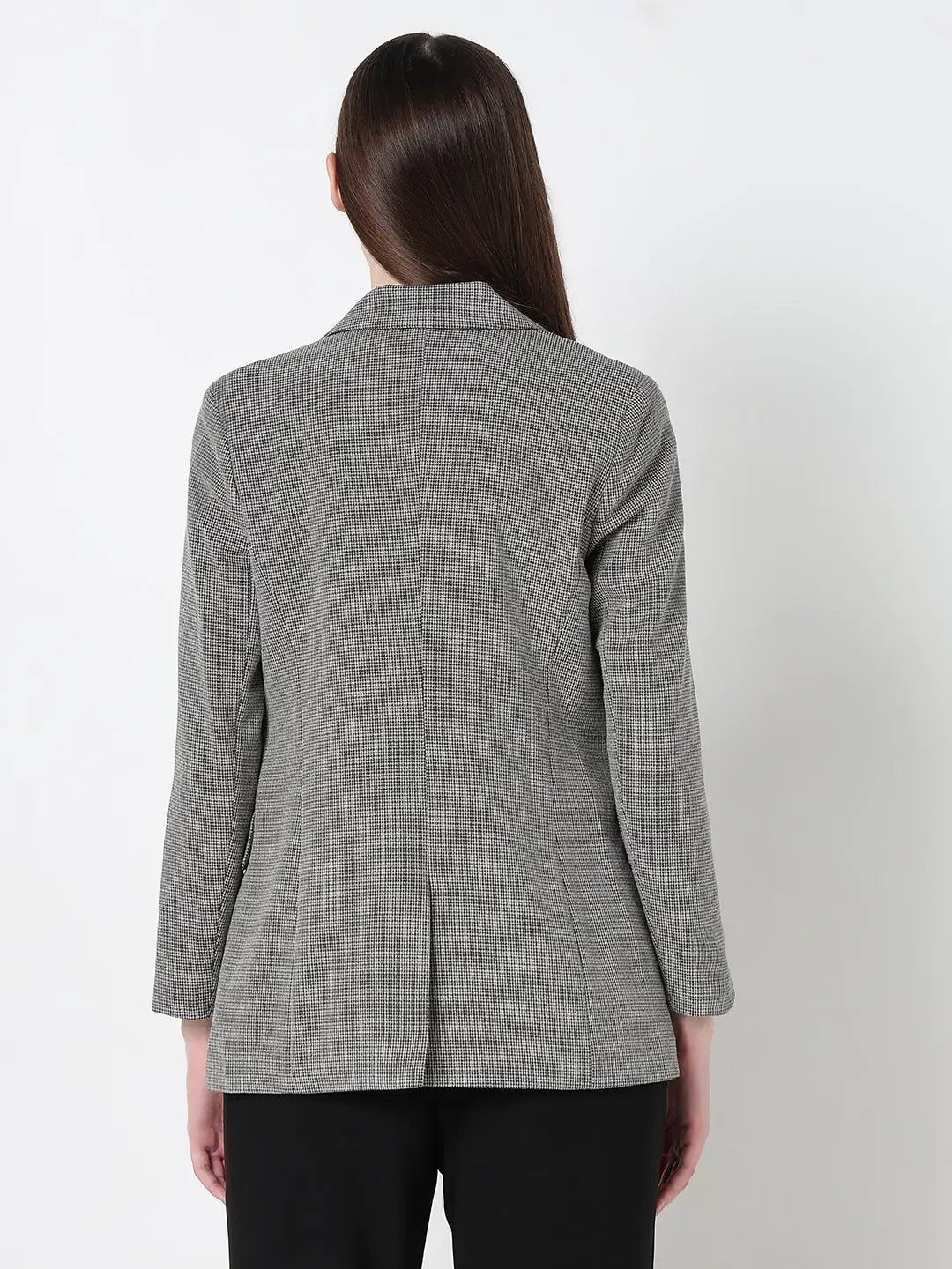 Women's Grey Double Breasted Houndtooth Blazer - from SHOWOFFFF