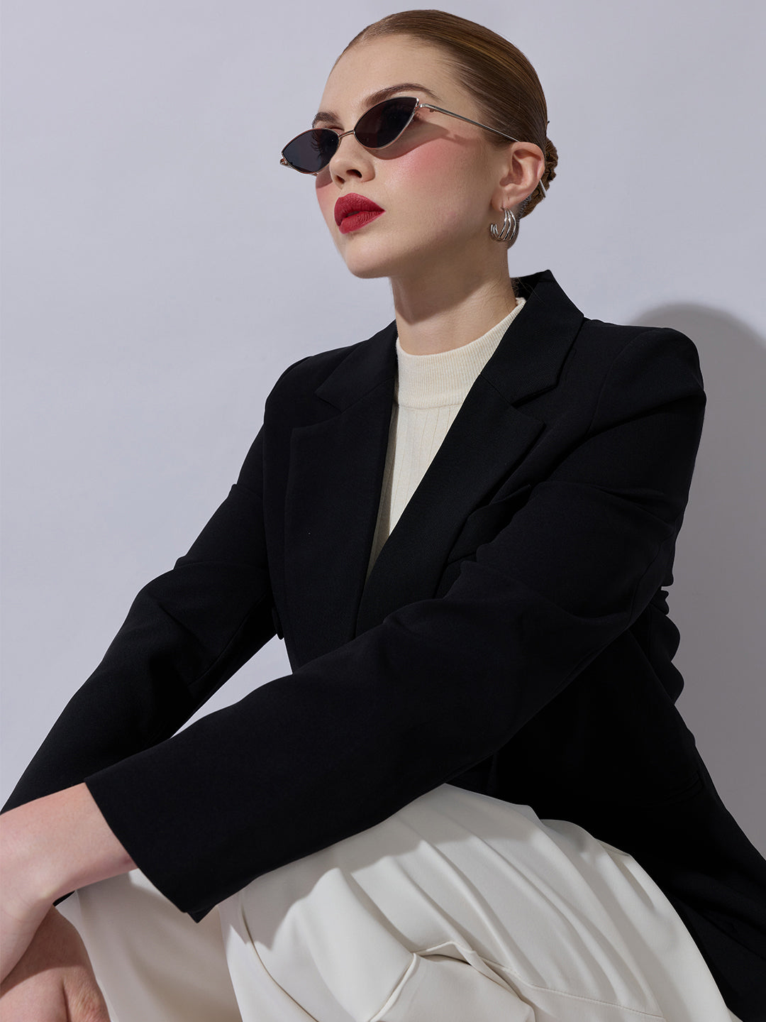 Women's Black Tailored Double-Breasted Blazer