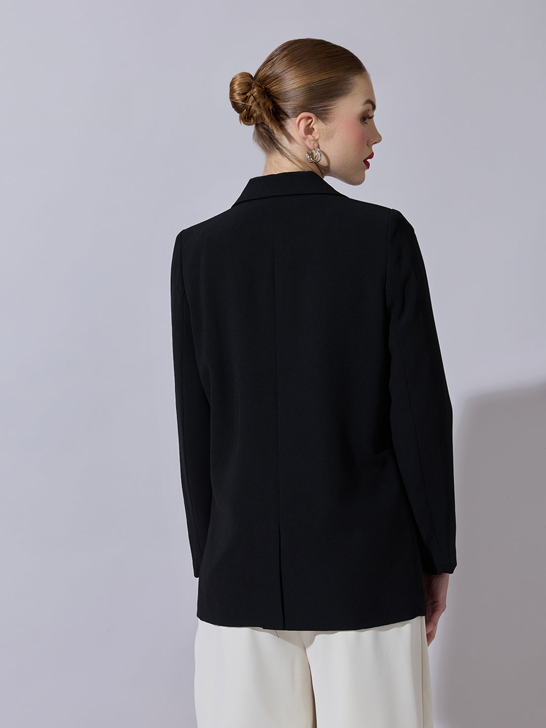 Women's Black Tailored Double-Breasted Blazer