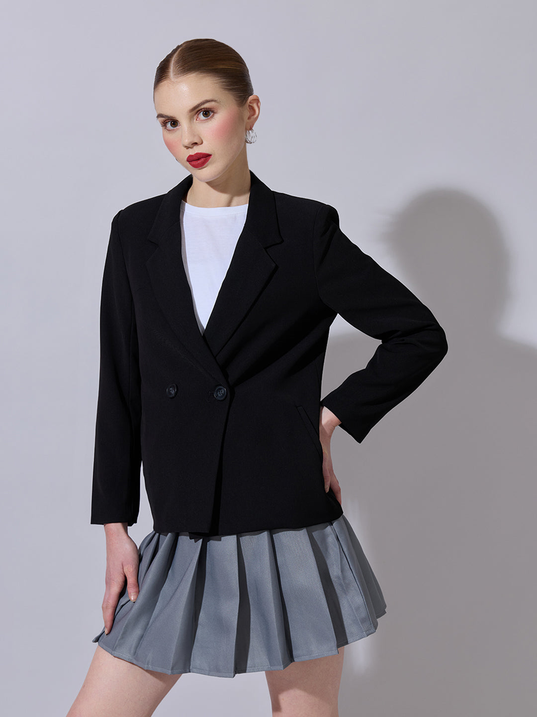 Women's Black Tailored Double-Breasted Blazer