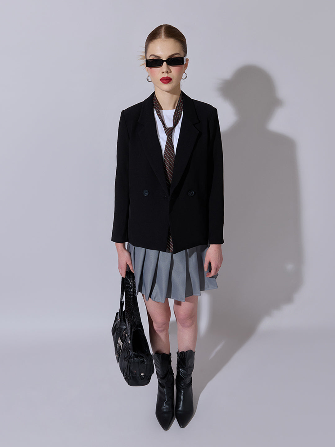 Women's Black Tailored Double-Breasted Blazer