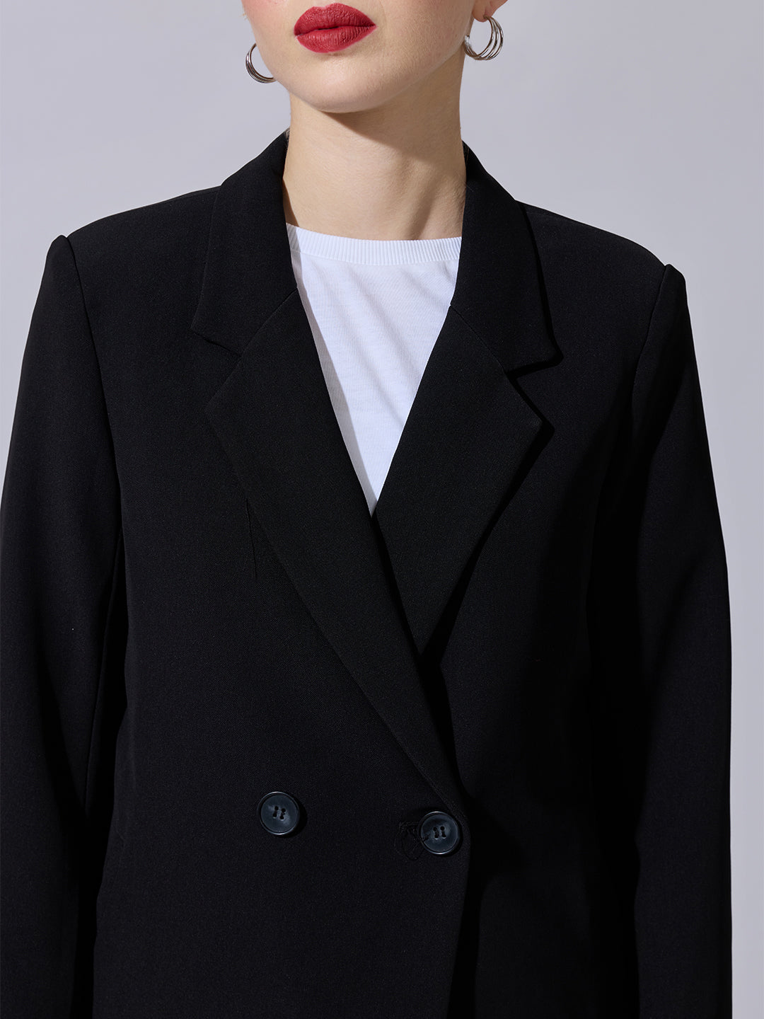 Women's Black Tailored Double-Breasted Blazer