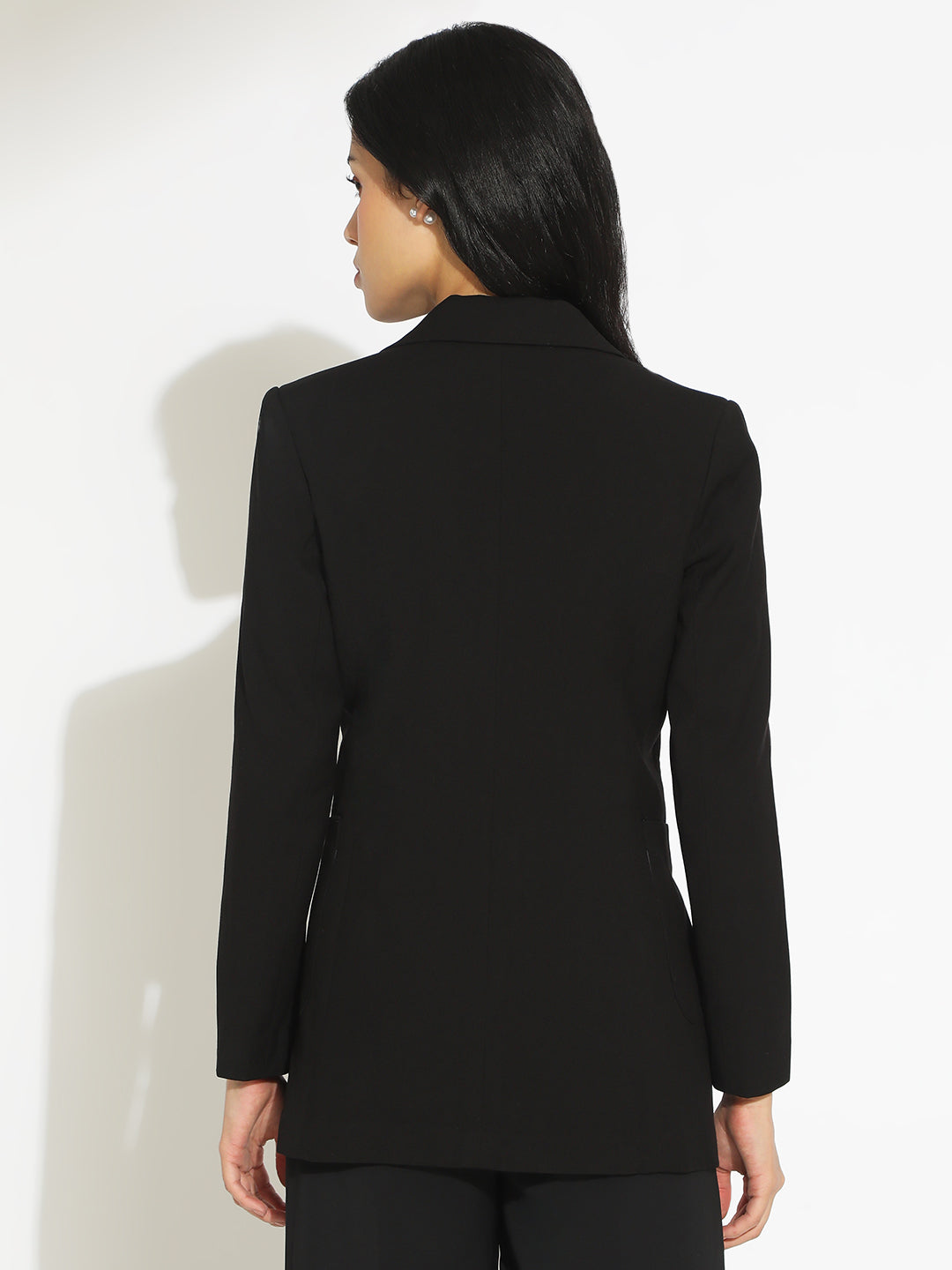 Women's Black Tailored Double-Breasted Blazer