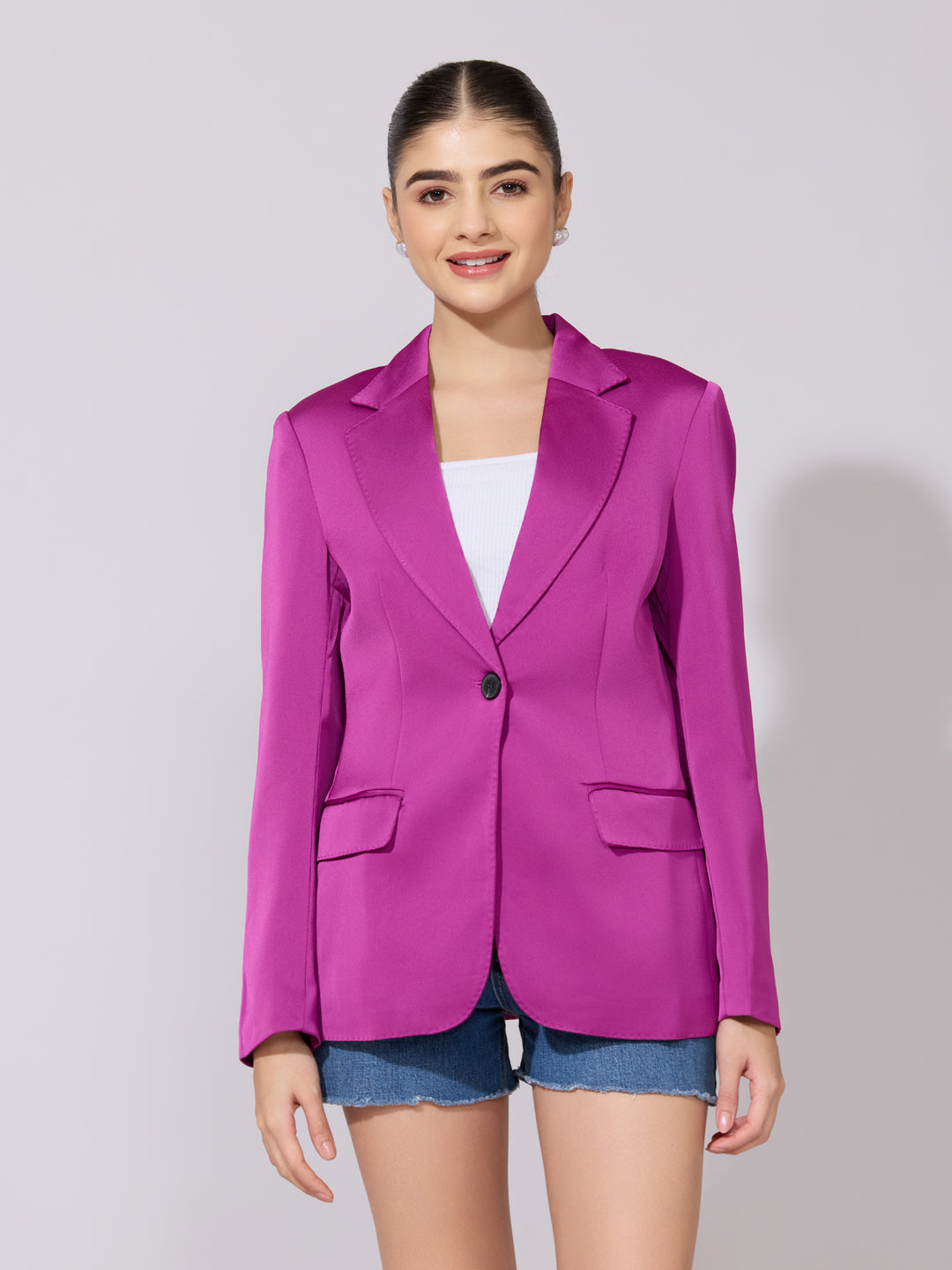 Women's Pink Single Breasted Tailored Blazer