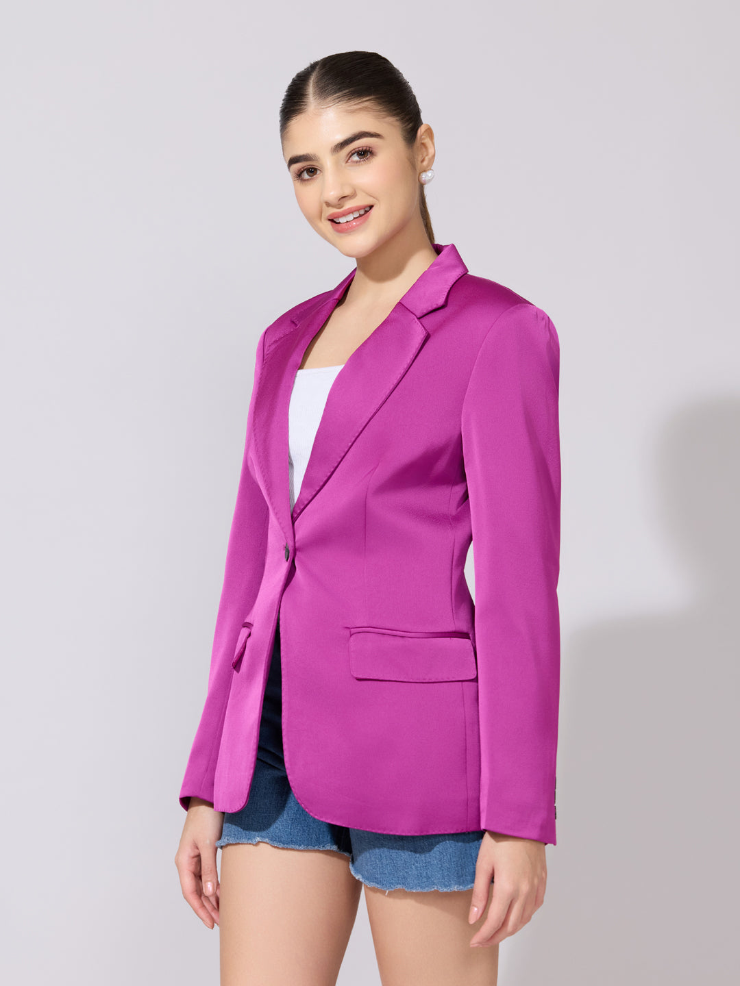 Women's Pink Single Breasted Tailored Blazer