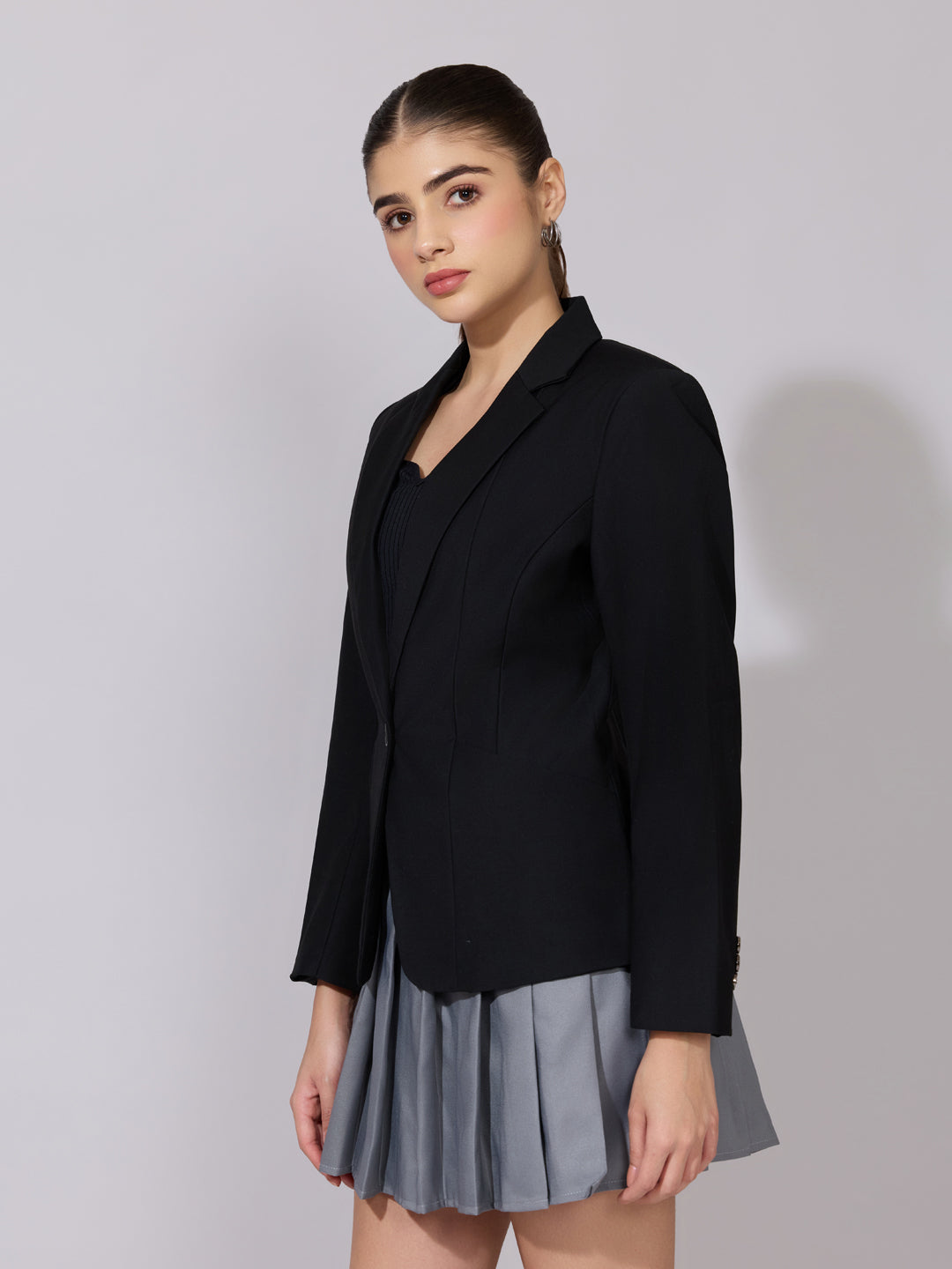 Women's Black Single Breasted Tailored Blazer