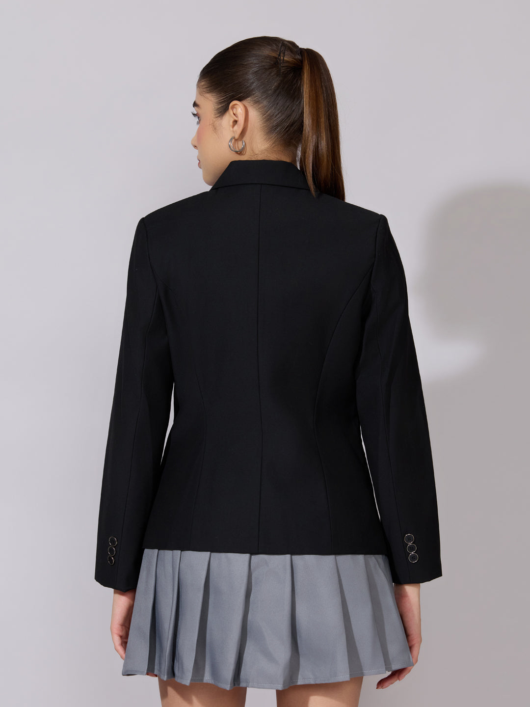 Women's Black Single Breasted Tailored Blazer