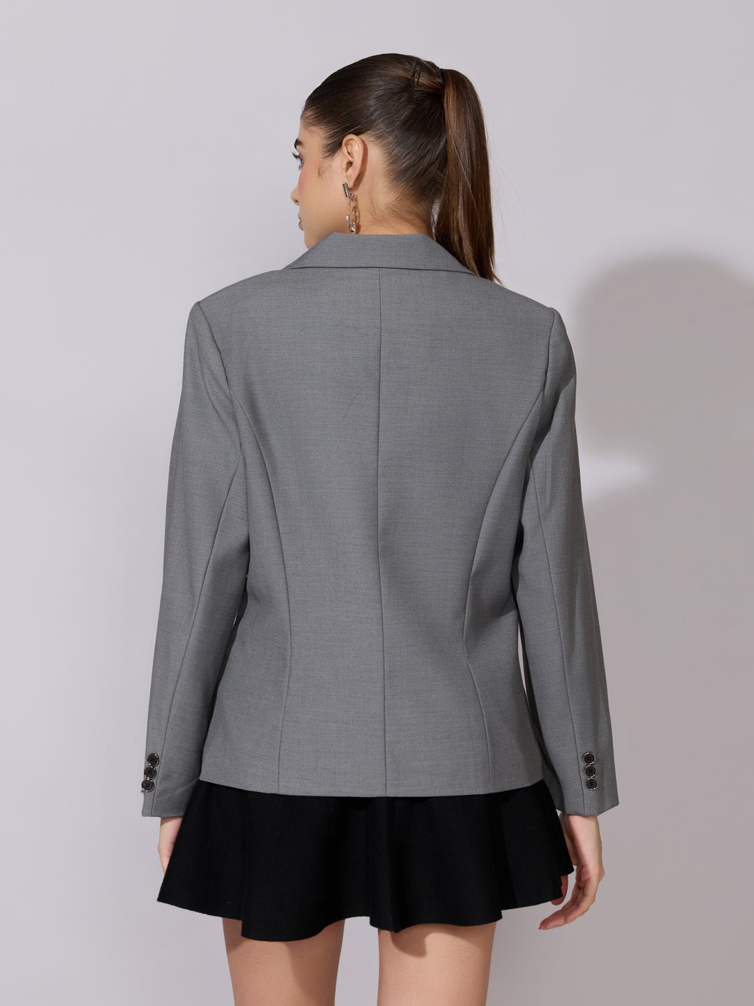 Women's Grey Single Breasted Tailored Blazer