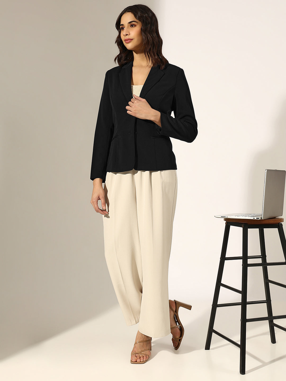 Women's Black Single Breasted Blazer