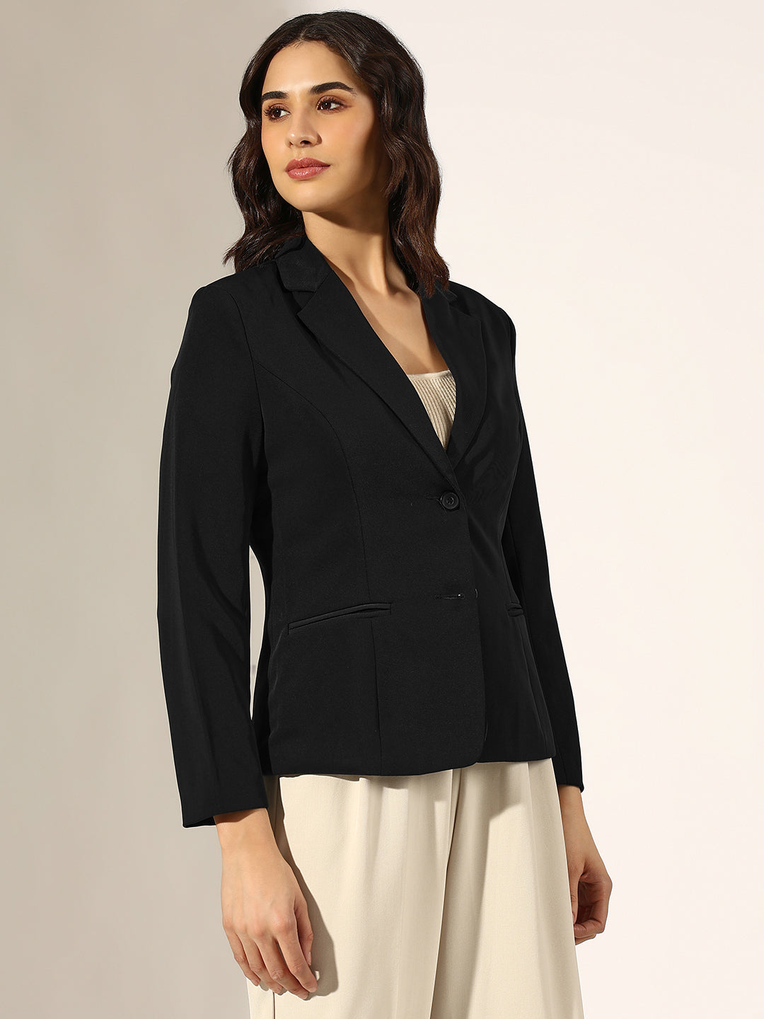 Women's Black Single Breasted Blazer
