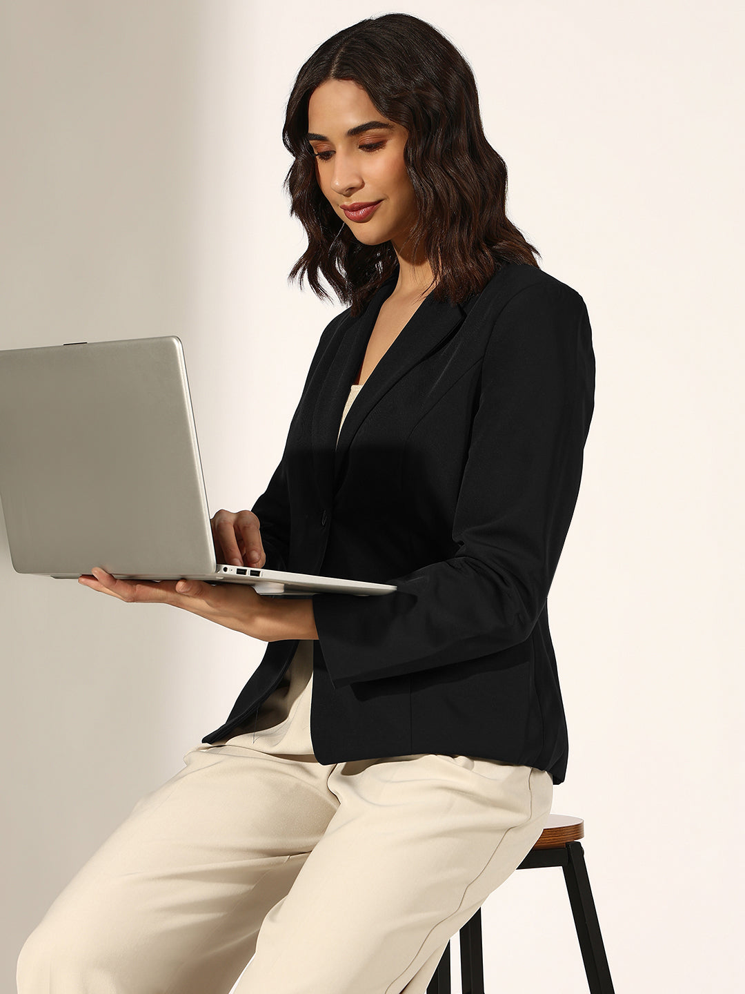 Women's Black Single Breasted Blazer