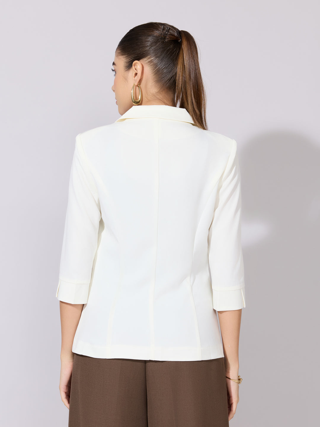 Women's Cream Single Breasted Blazer