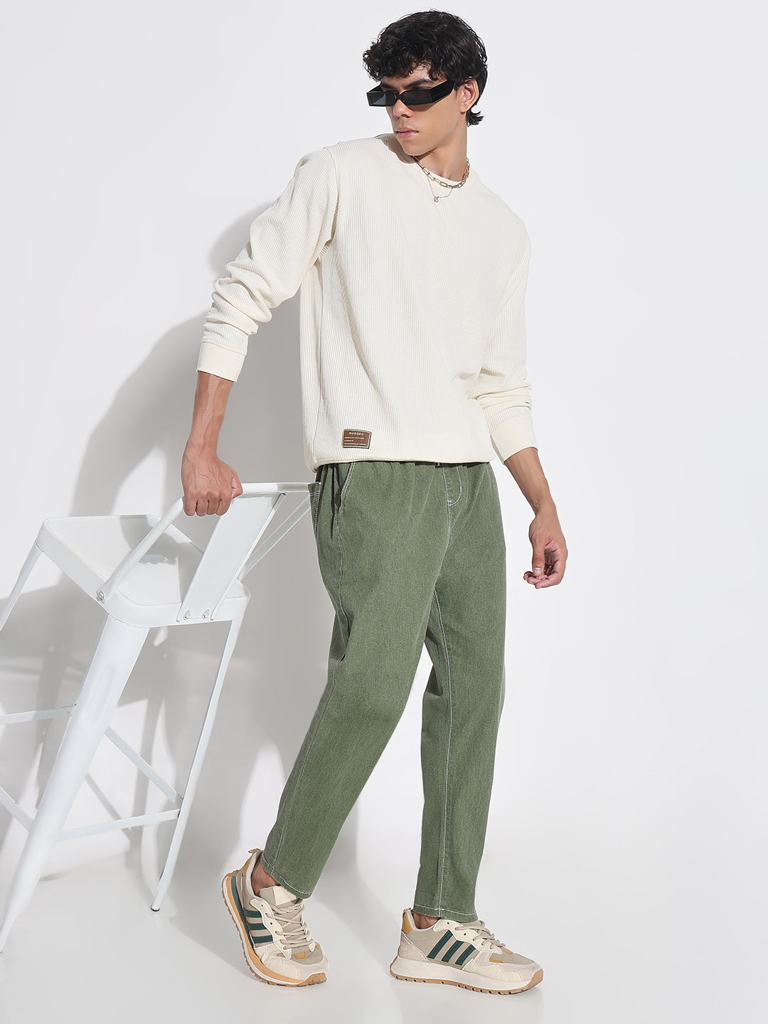 Men's Green Relaxed Fit Jeans