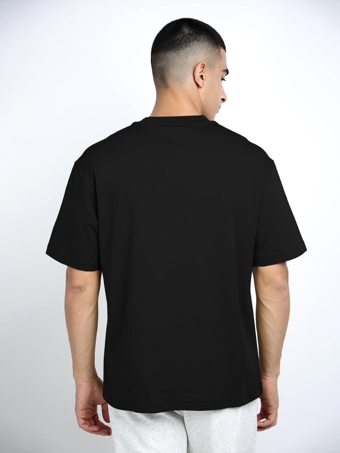 Men's Black Short Sleeves Crew Neck Relaxed Fit T-Shirt