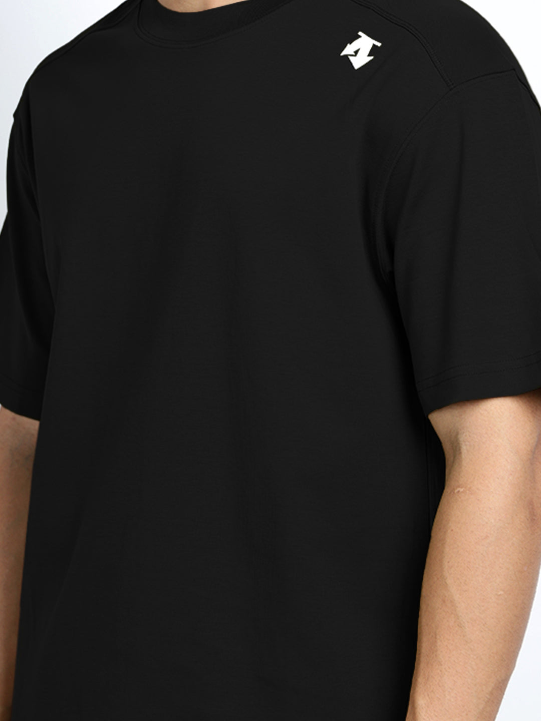 Men's Black Short Sleeves Crew Neck Relaxed Fit T-Shirt